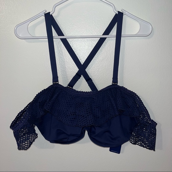 NWT Fantasie Swim Marseille Mesh Bardot Bikini Top twilight Navy Blue 38G - Picture 3 of 10